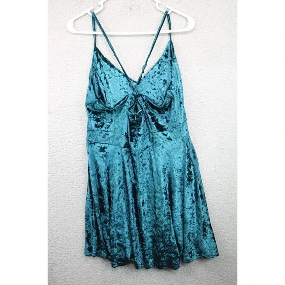 R. Vioimos Anthropologie Velvet Turquoise Dress-Size Large-Cami - Picture 6 of 8